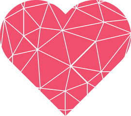 Polygonal Red Heart Shape Vector Symbol