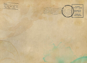 Backside of blank airmail postcard with dirty stain