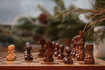 Christmas mood. A chess game for the family.