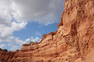 Ibiza, Spain - August 27, 2022 : View of Sa Caleta beach rocks