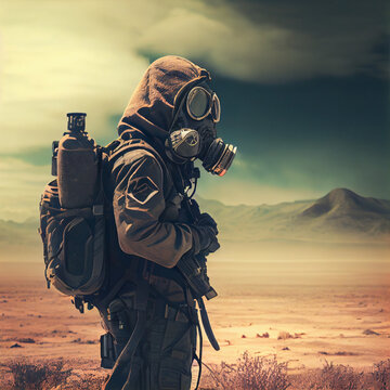 A Solder Patrolling In A Postapocalyptic Land, Generative Ai