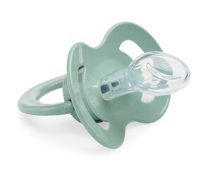 New pale green baby pacifier isolated on white