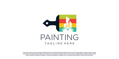 painting logo design with creative unique style premium vector