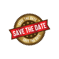 Save the Date Seal Emblem Ribbon Vector Template