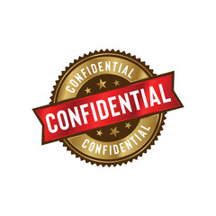 Confidential Seal Emblem Ribbon Vector Template