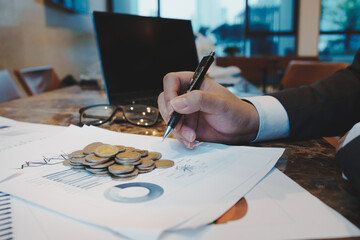 Various type of financial and investment in Bond market. i.e. ETFs, bonds, stocks, crypto currency Sustainable portfolio management, long term wealth management with risk diversification concept.