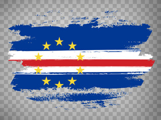 Flag of  Cape Verde brush stroke background.  Flag Cape Verde on transparent background for your design, app, UI.  Stock vector. EPS10.