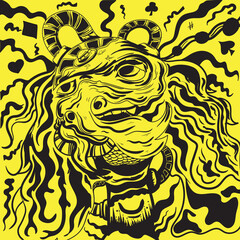 monster face vector illustration. suitable for t-shirt image