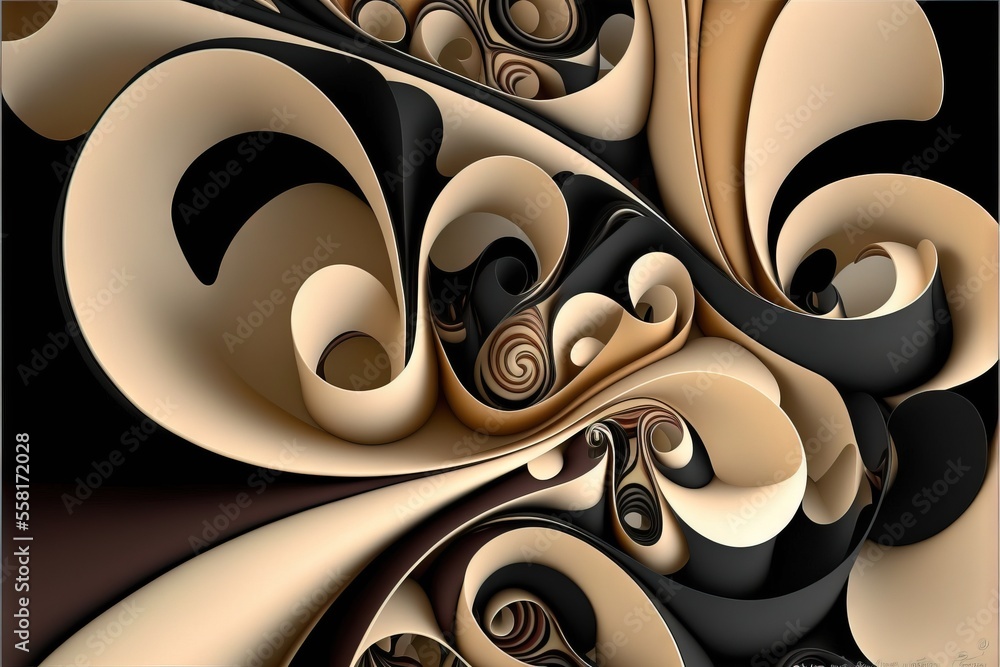 Aufkleber a computer generated image of a black and gold swirl design on a black background with a white cente