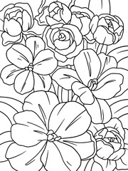 Exotic bouquet of flowers. doodle flower coloring book or page
