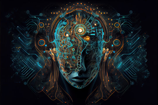 portrait of a person with a artificial elements. generative ai