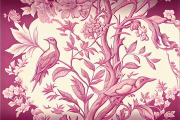 floral pattern with birds. generative ai