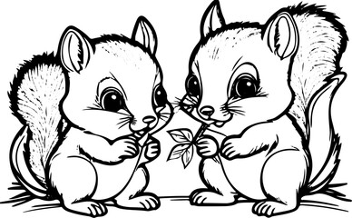 Coloring page for children with cute Animals