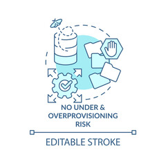 No under overprovisioning risk turquoise concept icon. Expand storage space abstract idea thin line illustration. Isolated outline drawing. Editable stroke. Arial, Myriad Pro-Bold fonts used