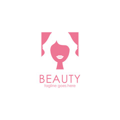 Beauty Logo Design Template with Face icon and woman. Perfect for business, company, mobile, cosmetic, app, icon, etc