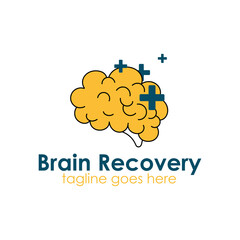 Brain Recovery Logo Design Template with Brain icon and Recovery Icon. Perfect for business, company, mobile, app, icon, etc