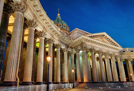 Kazan Cathedral at night, Saint Petersburg, Russia