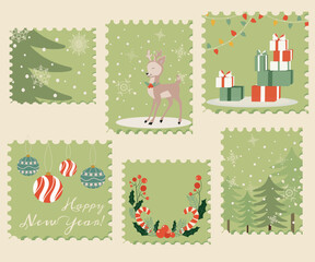 Christmas vintage stamps pack