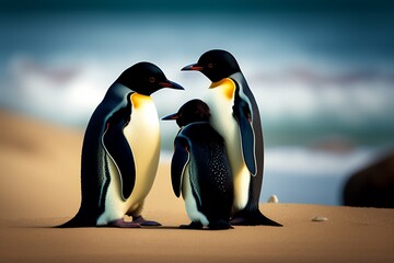 Obraz premium two penguins on the beach