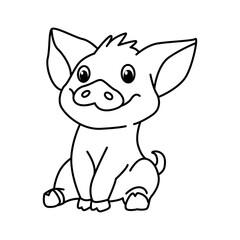 Cute baby pig characters vector illustration. For kids coloring book.