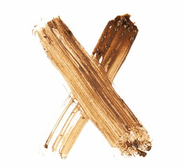 Wet mud alphabet, brush stroke letter X isolated on white, clipping path
