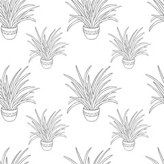 seamless floral pattern. Seamless pattern with minimalistic drawn flower pots. Pattern for wrapping paper, wallpaper, textiles,