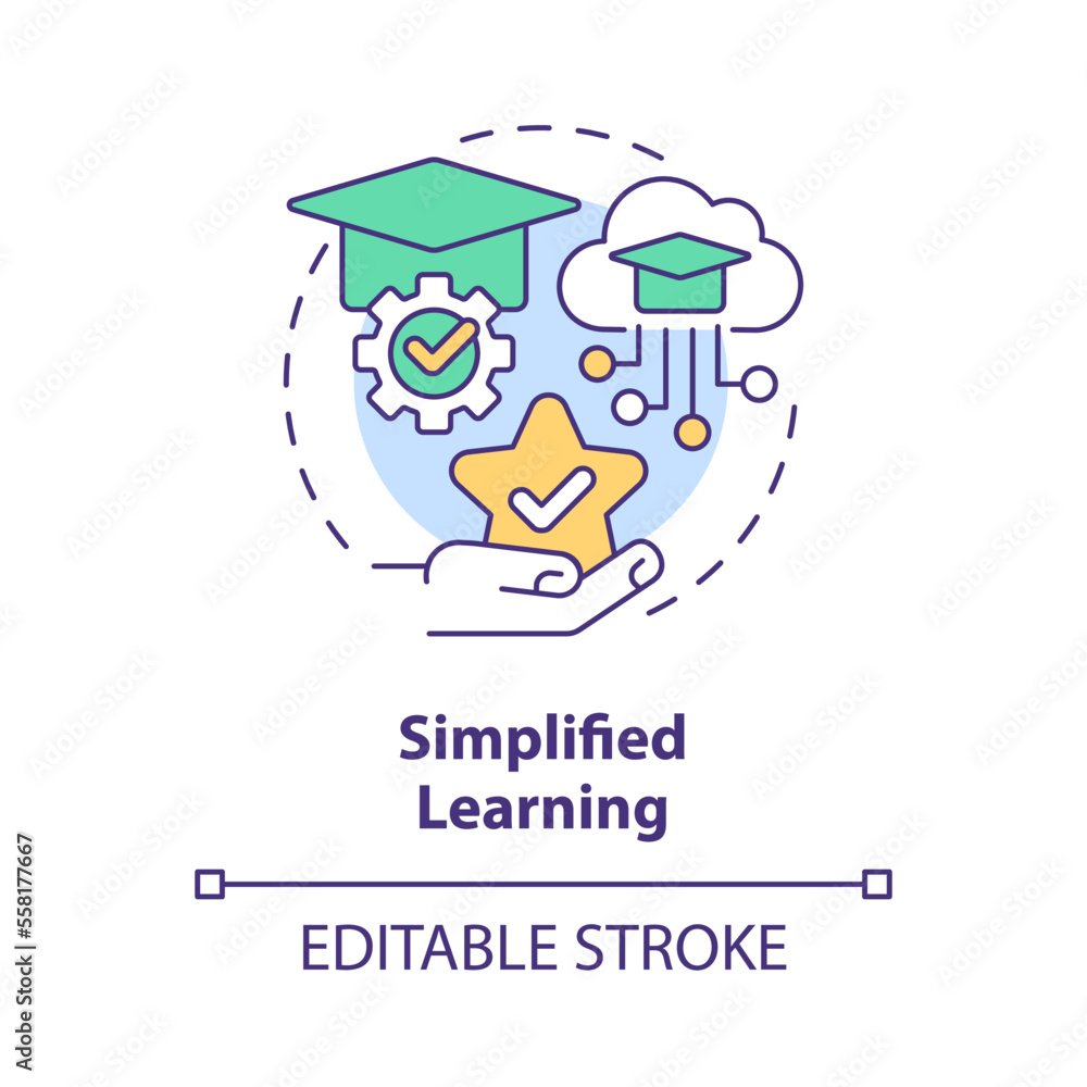 Poster simplified learning concept icon. learning management system benefit abstract idea thin line illustr