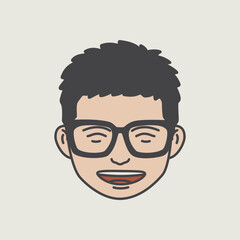 Fototapeta premium laughing human face icon, flat cartoon style illustration