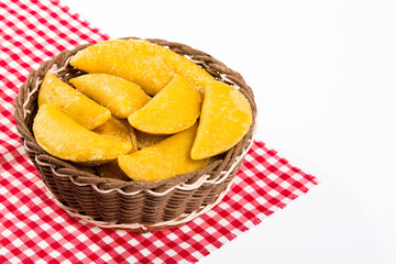 Colombian empanada - on the white background.traditional colombian food