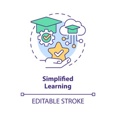 Simplified learning concept icon. Learning management system benefit abstract idea thin line illustration. Isolated outline drawing. Editable stroke. Arial, Myriad Pro-Bold fonts used