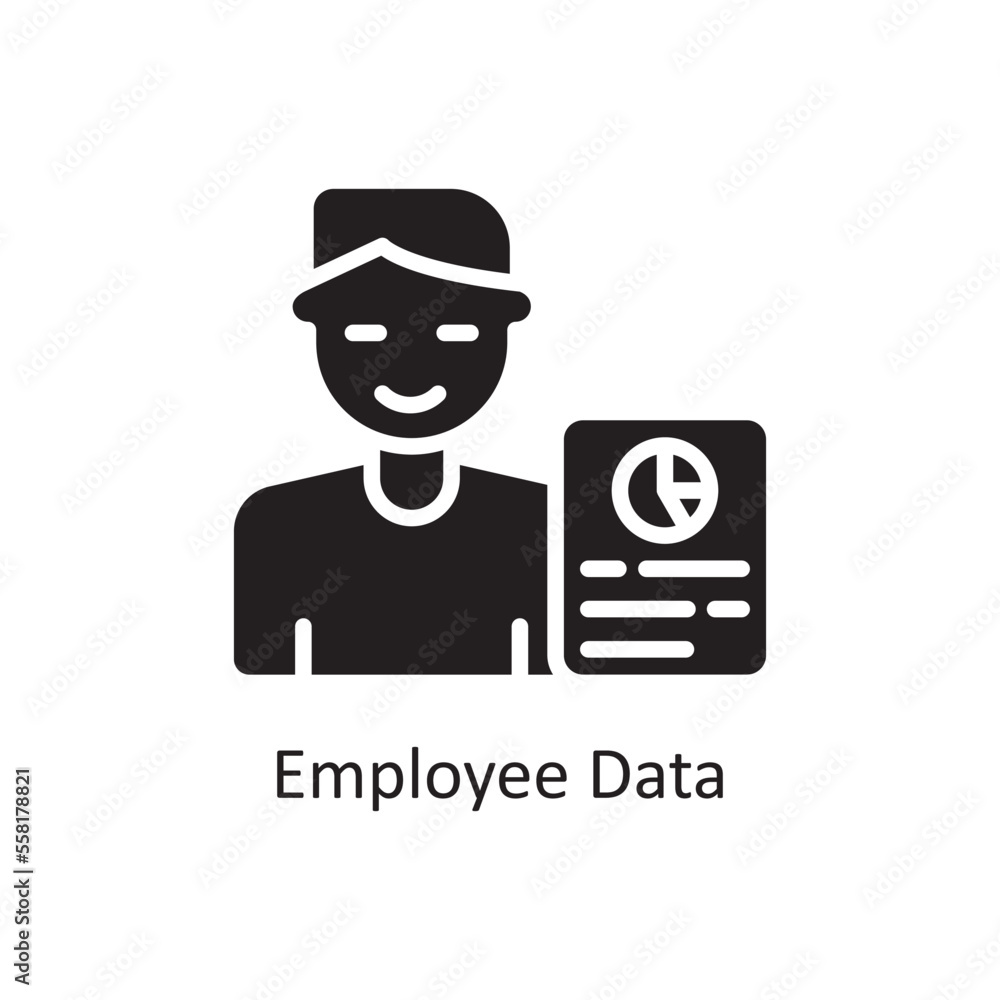 Poster employee data vector solid icon design illustration. business and data management symbol on white ba