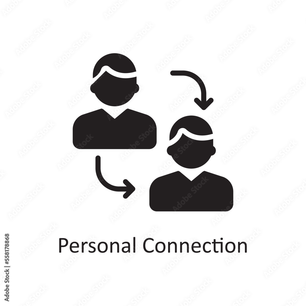 Poster personal connection vector solid icon design illustration. business and data management symbol on wh
