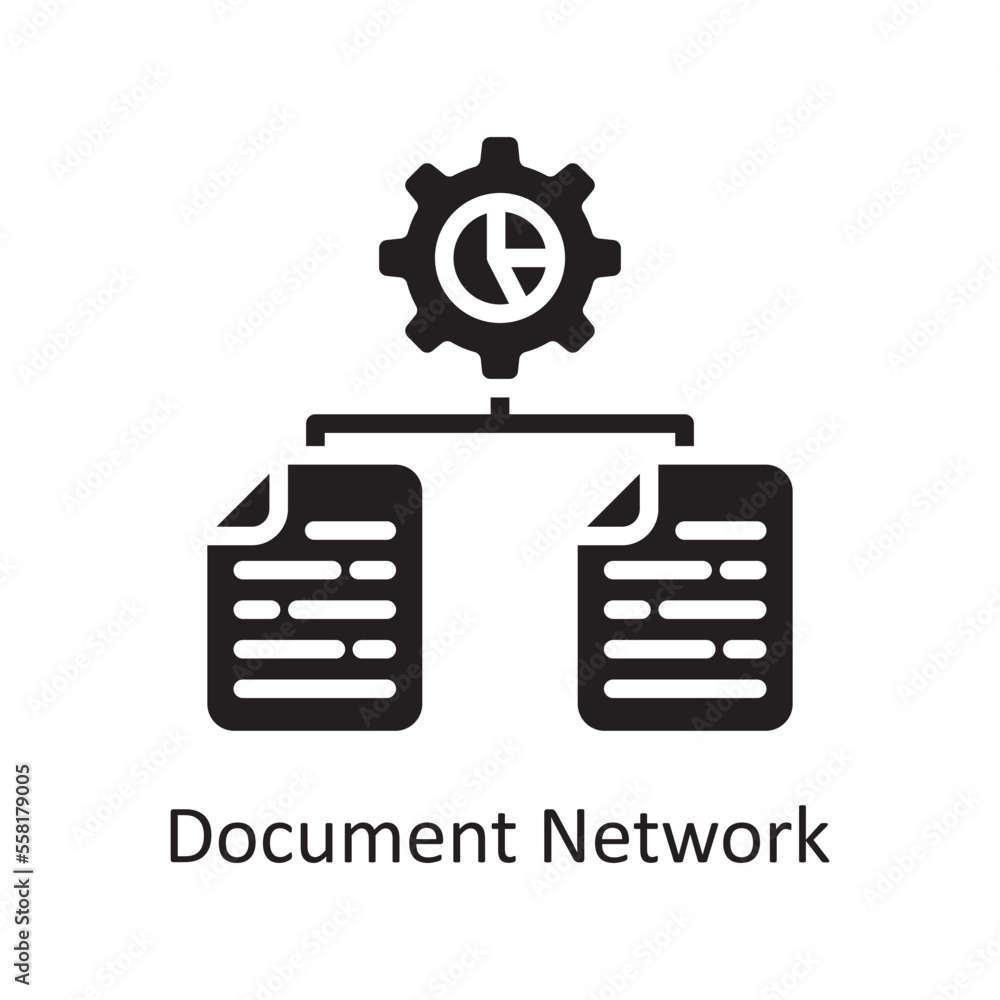 Poster document network vector solid icon design illustration. business and data management symbol on white