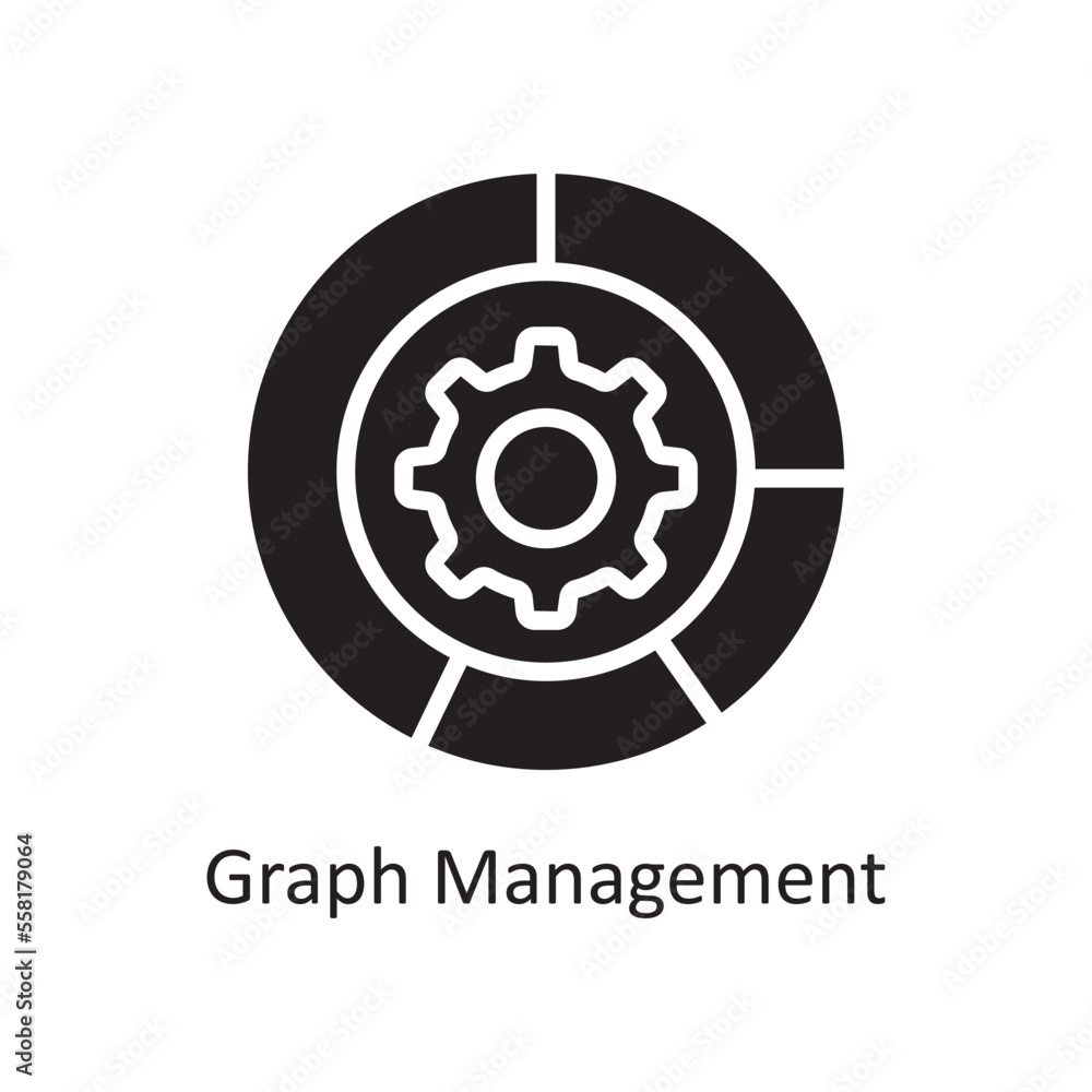 Poster graph management vector solid icon design illustration. business and data management symbol on white