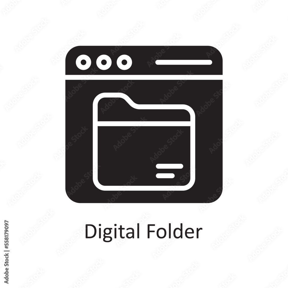 Poster digital folder vector solid icon design illustration. business and data management symbol on white b
