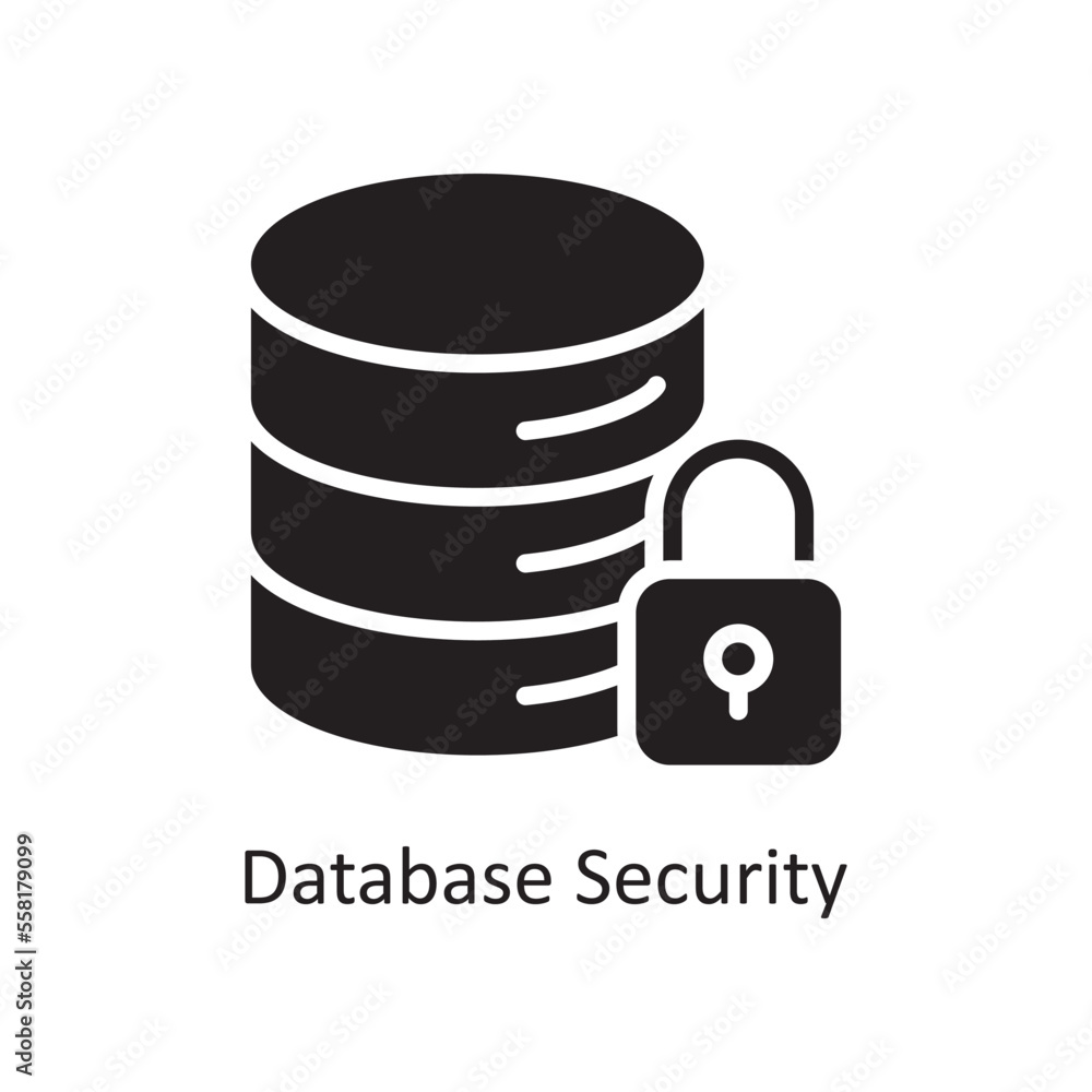 Poster database security vector solid icon design illustration. business and data management symbol on whit