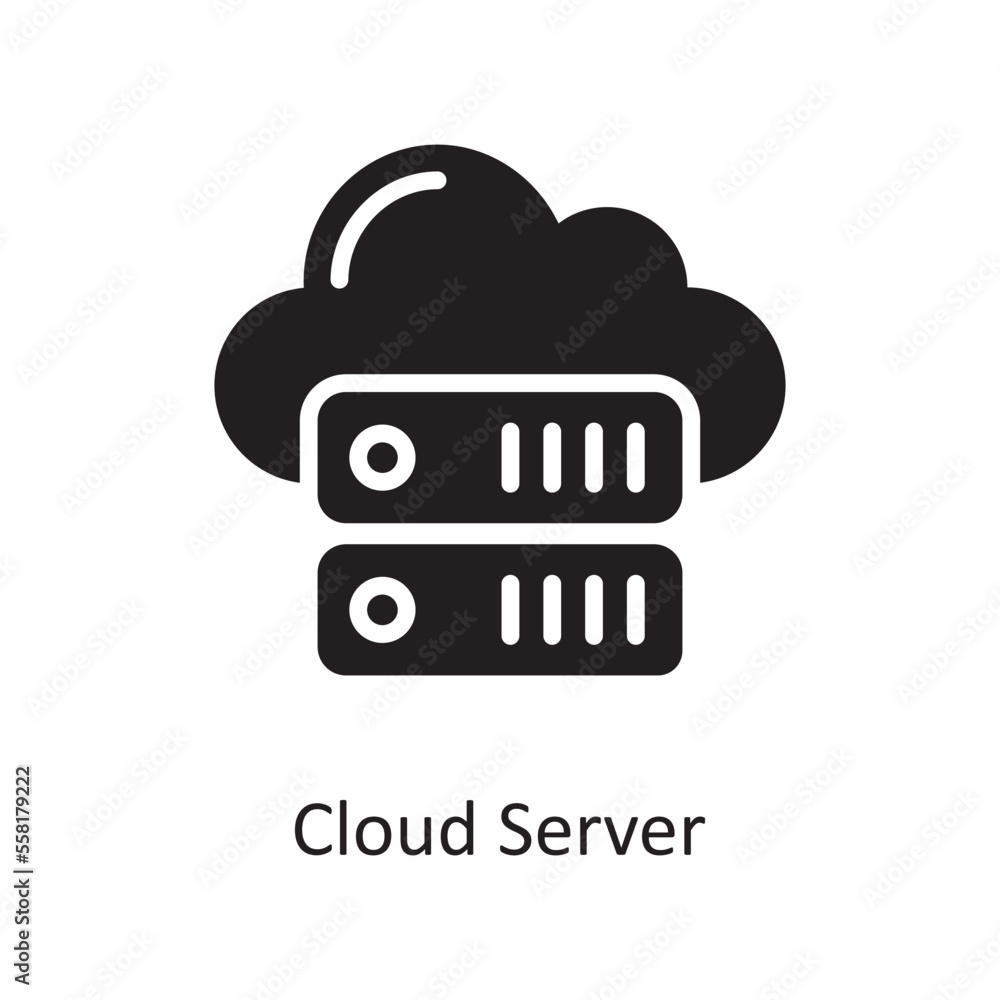 Poster cloud server vector solid icon design illustration. business and data management symbol on white bac