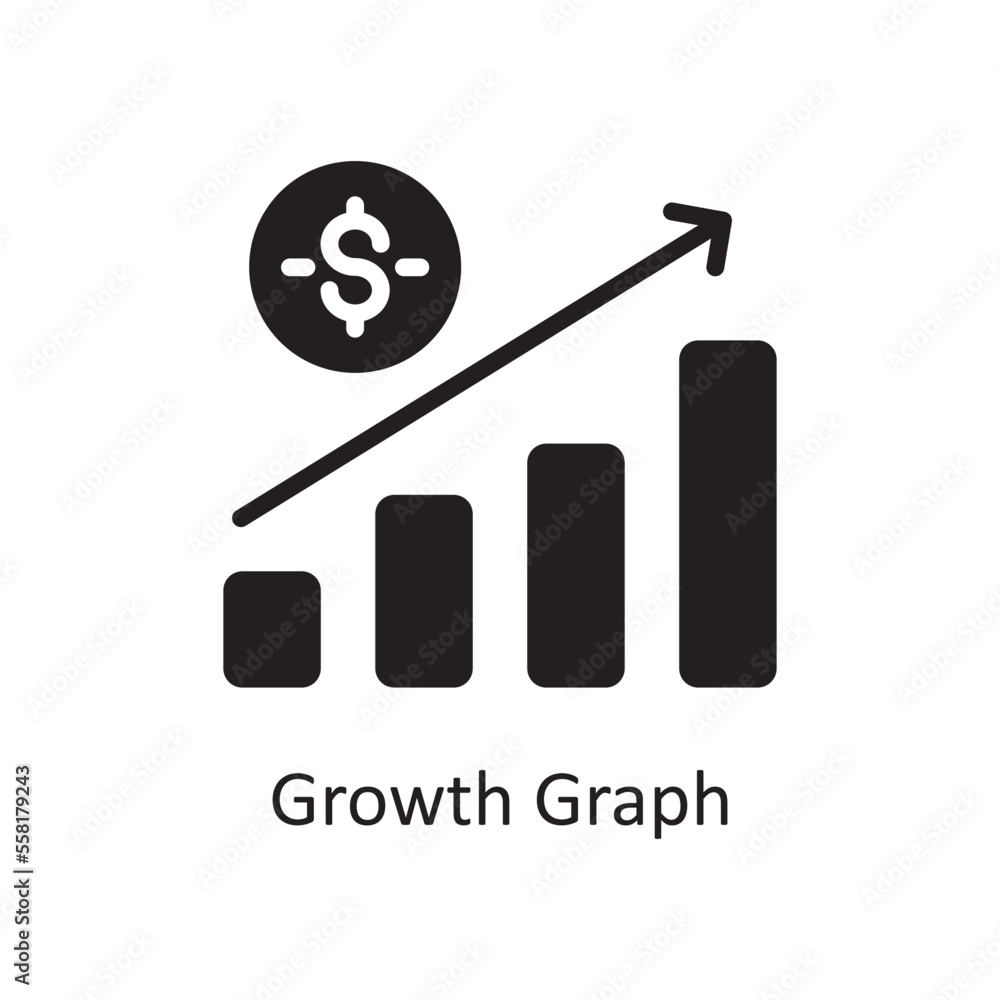 Poster growth graph vector solid icon design illustration. business and data management symbol on white bac