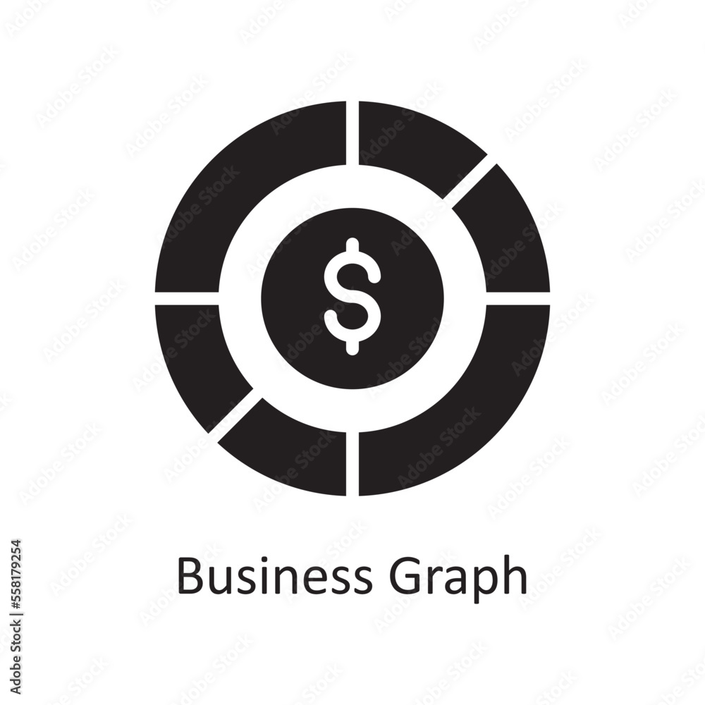 Poster business graph vector solid icon design illustration. business and data management symbol on white b