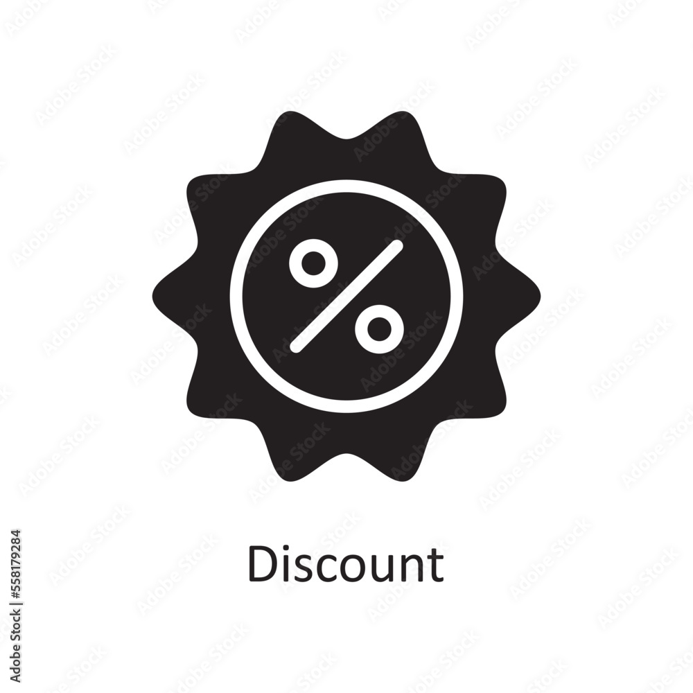 Poster discount vector solid icon design illustration. business and data management symbol on white backgro