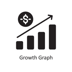 Growth Graph Vector Solid Icon Design illustration. Business And Data Management Symbol on White background EPS 10 File