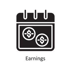 Earnings Vector Solid Icon Design illustration. Business And Data Management Symbol on White background EPS 10 File