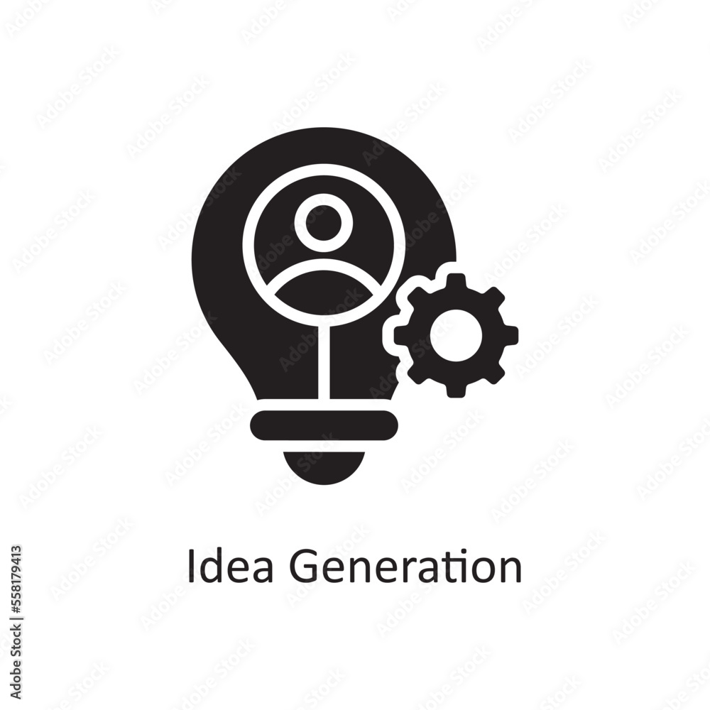 Poster idea generation vector solid icon design illustration. business and data management symbol on white 