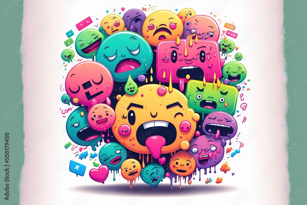 Poster a bunch of emoticions are grouped together in a square shape with the words emoticion written in the