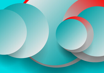 Blue and red circles abstract minimal background. Geometric vector design