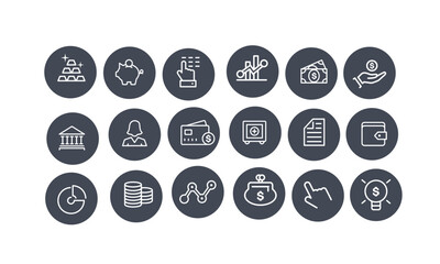 Finance business,office,teamwork icons vector design collection pack