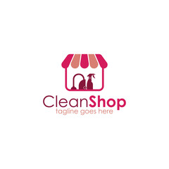 Clean Shop Logo Design Template with Clean icon and Store icon. Perfect for business, company, mobile, app, Restaurant, icon, etc