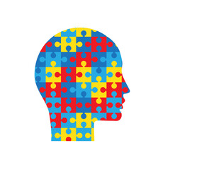 Head-shaped color puzzles isolated