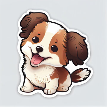 cartoon dog, sticker, white background, dog
