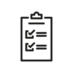 Obraz premium Clipboard with checklist outline icon